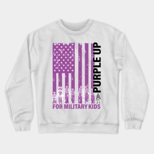 Purple Up For Military Kids Military Child Month USA Flag Crewneck Sweatshirt